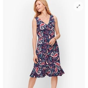 Talbots Paisley Floral Flounce Hem Fit & Flare Dress